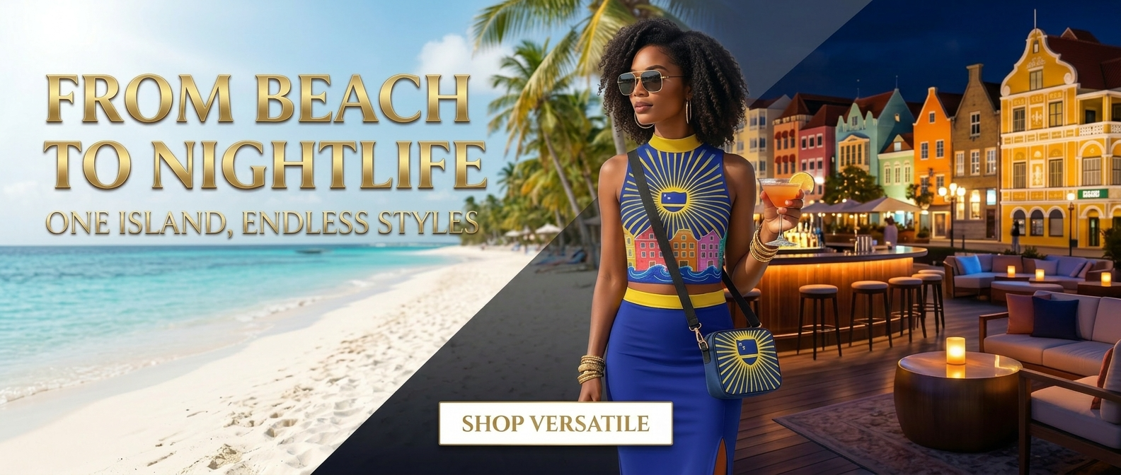 Colorful Curaçao beach and nightlife scene for area planning