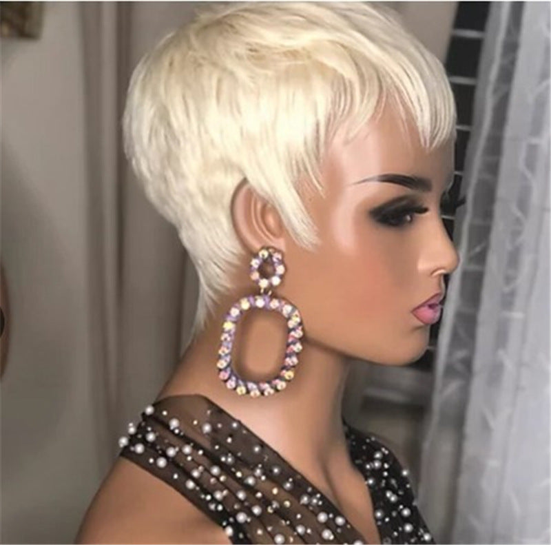 Ladies Fashion Short Straight Hair Golden