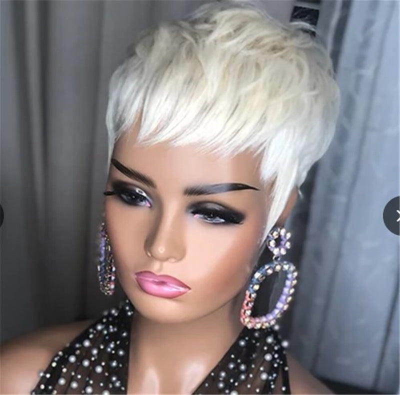 Ladies Fashion Short Straight Hair Golden