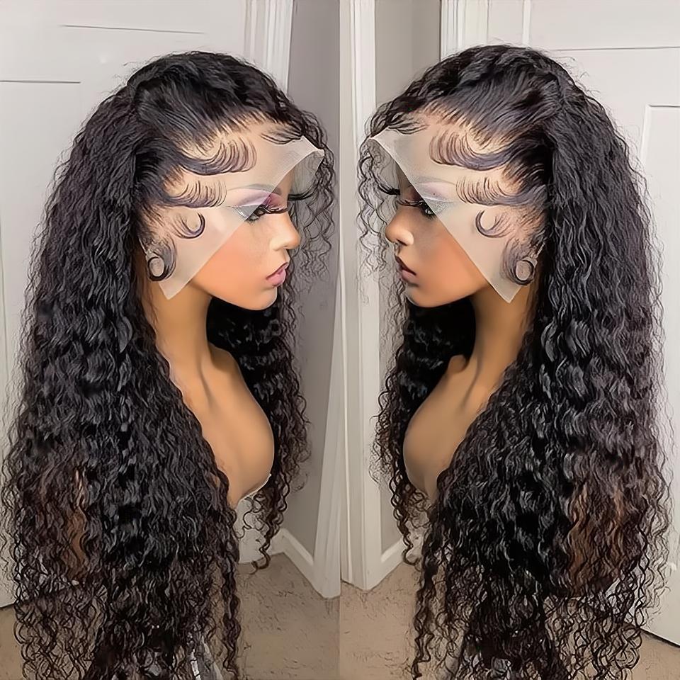 Black Wig Head Cover Fluffy Long Curly Hair