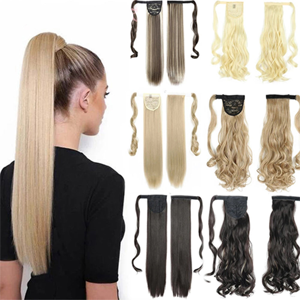 Long Straight Wrap Around Clip In Ponytail Hair