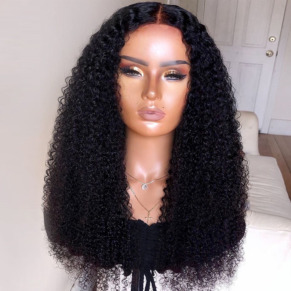 Density Long Kinky Curly Wig Lace Front Human