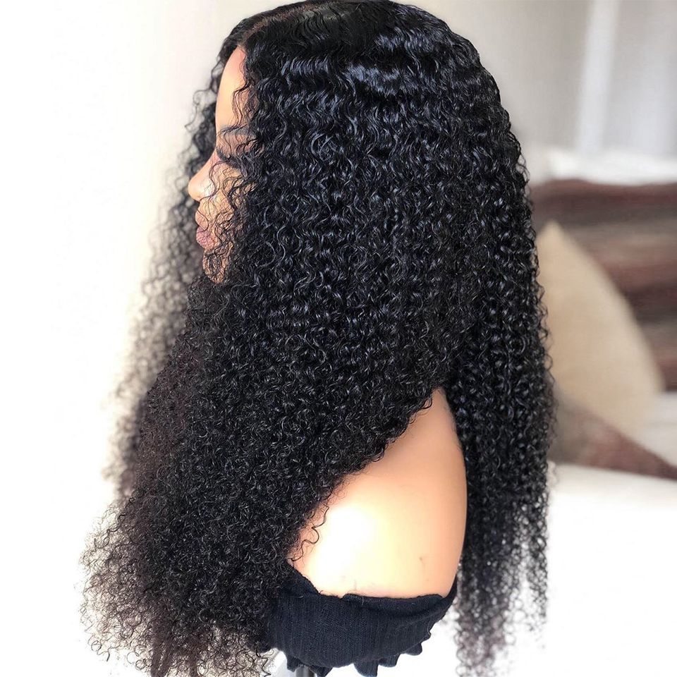 Density Long Kinky Curly Wig Lace Front Human